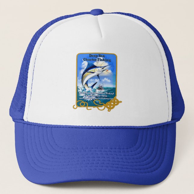 Customise Ocean Sports Fishing Charter Boat Busine Trucker Hat (Front)