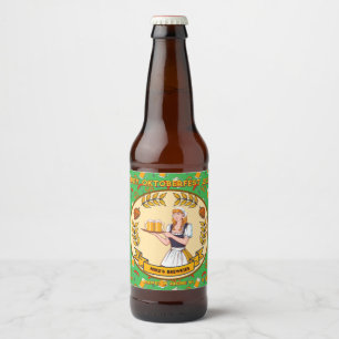 Customise Oktoberfest Detailed Sausage Pretzels Beer Bottle Label