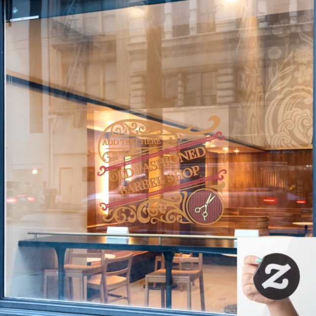 Customise Old Fashioned Barber Shop Gold Burgundy (Cafe Window)