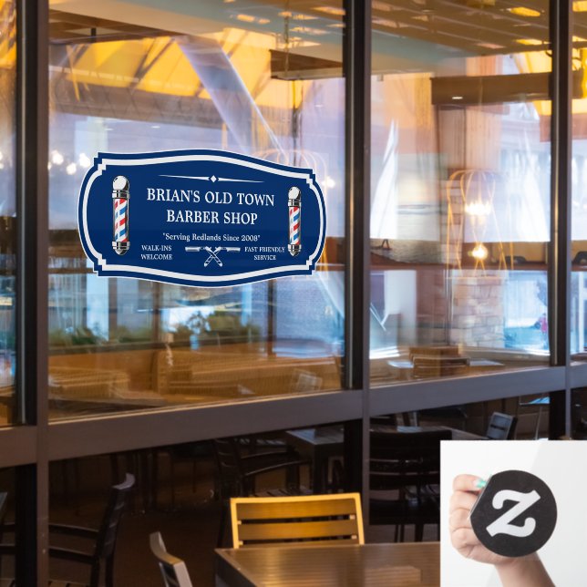 Customise Old Fashioned Barbershop Poles Front (Restaurant Window)