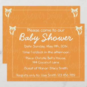 Customise Orange Baby shower invitation