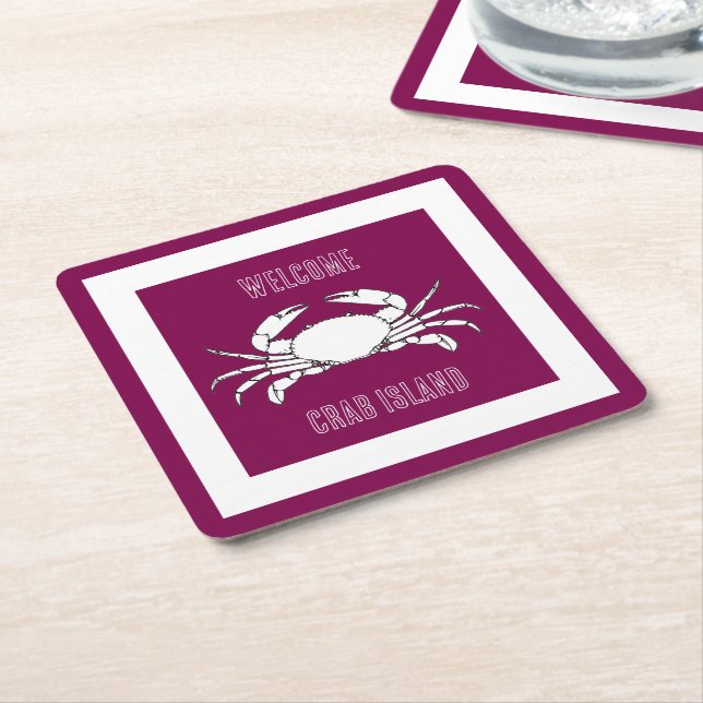 Customise Paper Coasters - Welcome To Crab island (Angled)