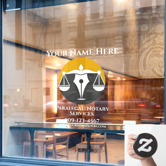 Customise Paralegal Notary Services Business Front (Cafe Window)