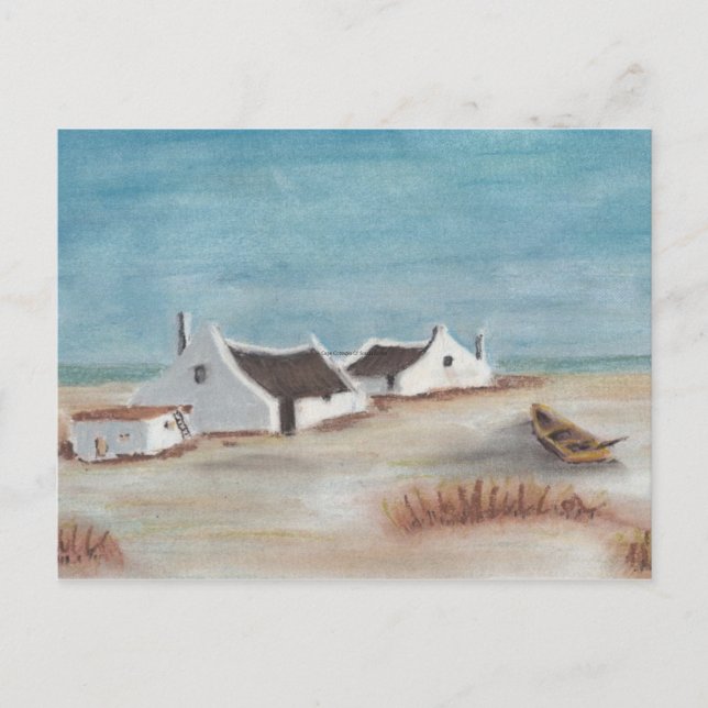 Customise Pastel Cape Cottage Drawing Postcard (Front)