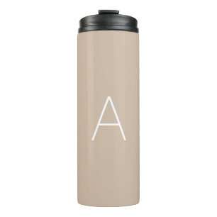 Customise personalise Alphabet initial beige white Thermal Tumbler