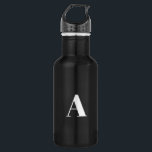 Customise, personalise Alphabet initial letter 532 Ml Water Bottle<br><div class="desc">Customise,  personalise Alphabet initial letter stainless steel water bottle
white letter</div>