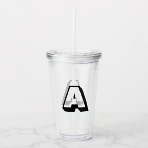 Customise, personalise alphabet initial monogram acrylic tumbler