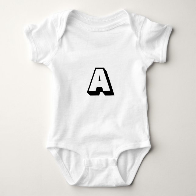 Customise, personalise alphabet initial monogram baby bodysuit (Front)