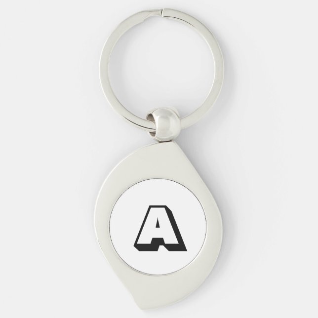 Customise, personalise alphabet initial monogram key ring (Front)