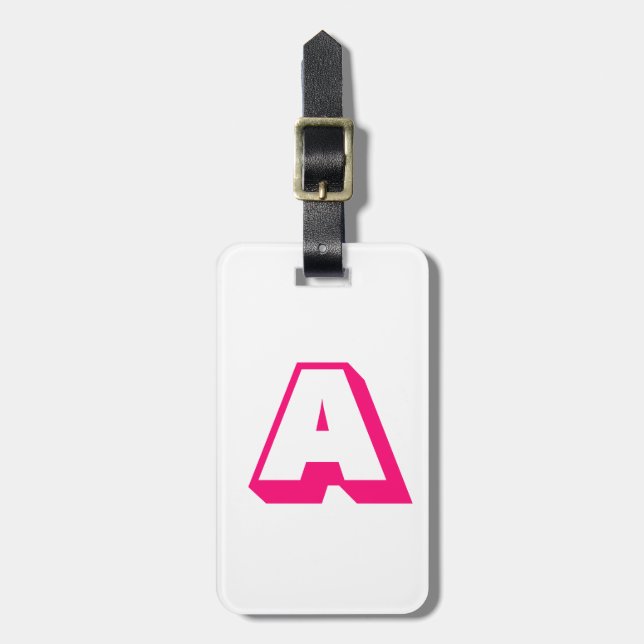 Customise, personalise alphabet initial monogram luggage tag (Front Vertical)