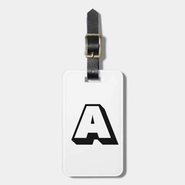 Customise, personalise alphabet initial monogram luggage tag (Front Vertical)