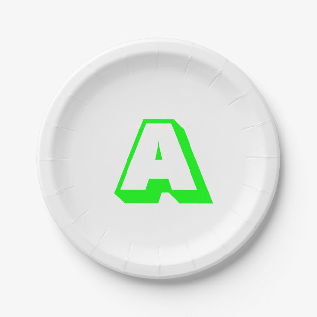 Customise, personalise alphabet initial monogram paper plate (Front)