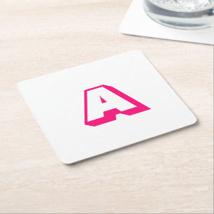 Customise, personalise alphabet initial monogram square paper coaster