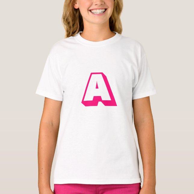 Customise, personalise alphabet initial monogram T-Shirt (Front)