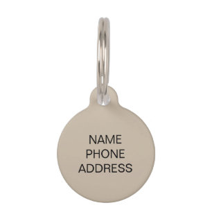 Customise personalise beige black dog pet Name ID Tag