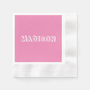 Customise, personalise Birthday Name, text Pink Napkin