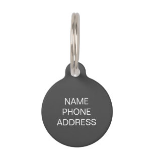 Customise personalise dark grey dog pet Name ID Pet Tag