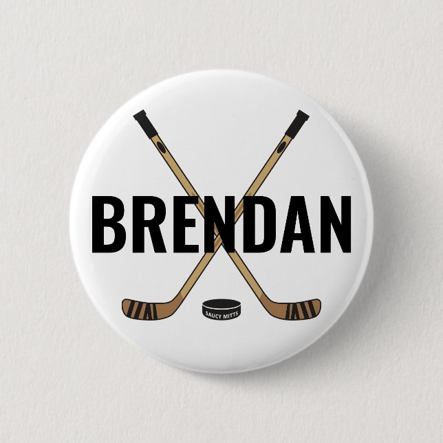 Customise Personalise Hockey Name Hockey Flare 6 Cm Round Badge (Front)