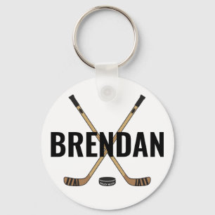 Customise Personalise Hockey Name Hockey Sticks Key Ring