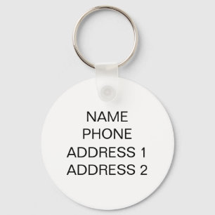 Customise, personalise it with Name Address Info  Key Ring