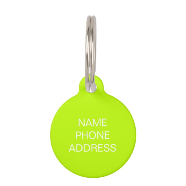 Customise personalise lime dog pet Name ID Tag (Front)