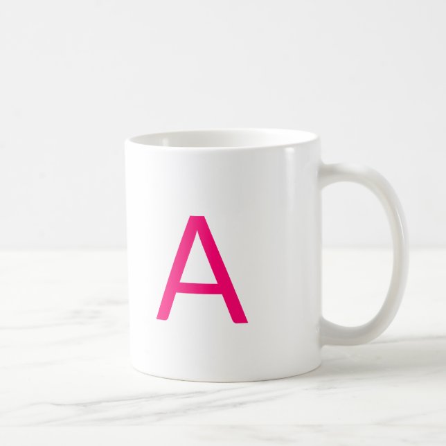 Customise, personalise monogram initial hot pink coffee mug (Right)