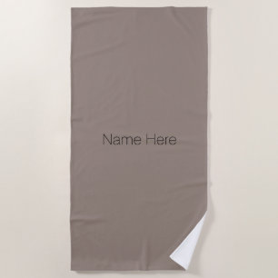 Customise personalise name monogram beige greige beach towel