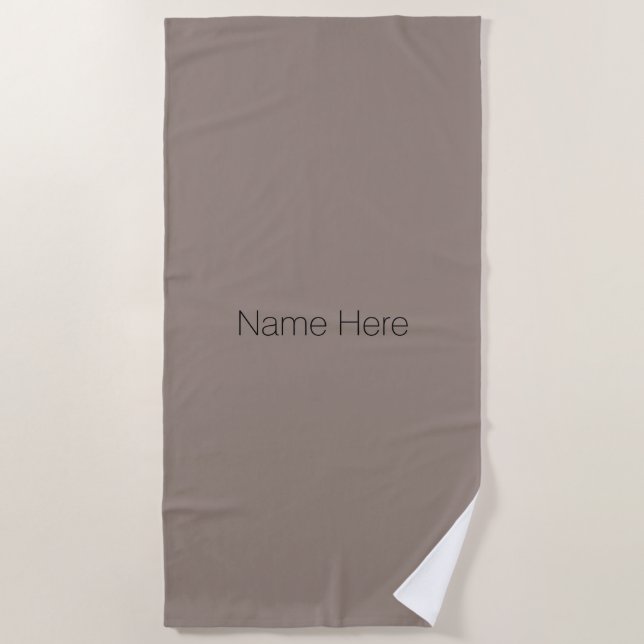 Customise personalise name monogram beige greige beach towel (Front)