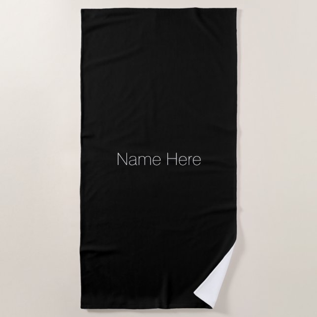 Customise personalise name monogram black white beach towel (Front)