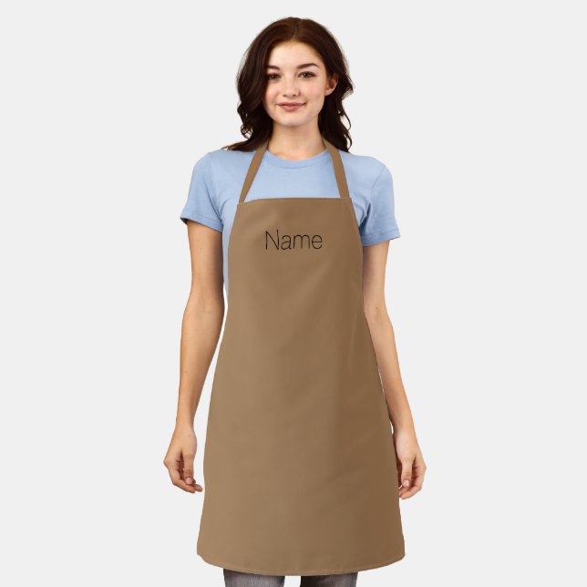 Customise personalise NAME monogram brown black Apron (Worn)