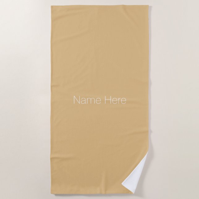 Customise personalise name monogram camel white beach towel (Front)