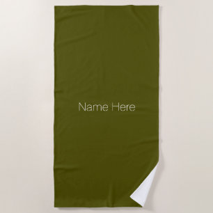 Customise personalise name monogram olive moss beach towel