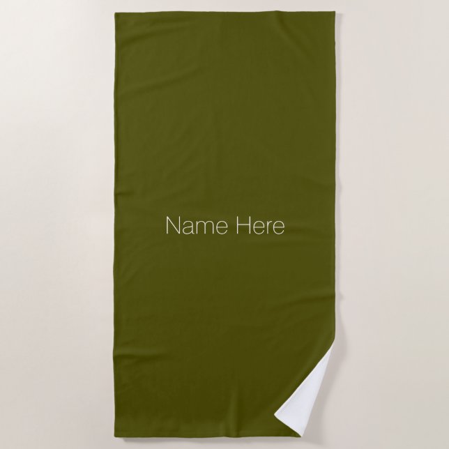 Customise personalise name monogram olive moss beach towel (Front)