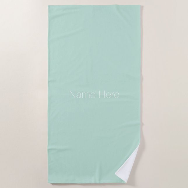 Customise personalise name monogram seafoam green beach towel (Front)