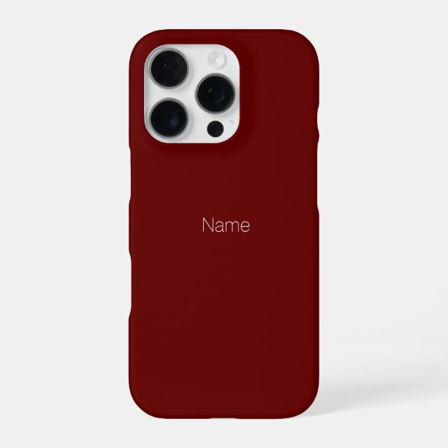 Customise personalise Name text monogram maroon iPhone Case (Back)