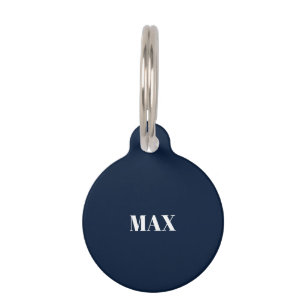 Customise personalise navy blue dog Name info Pet Tag