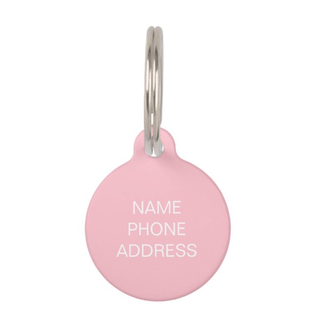 Customise personalise pink dog pet Name ID Tag (Front)