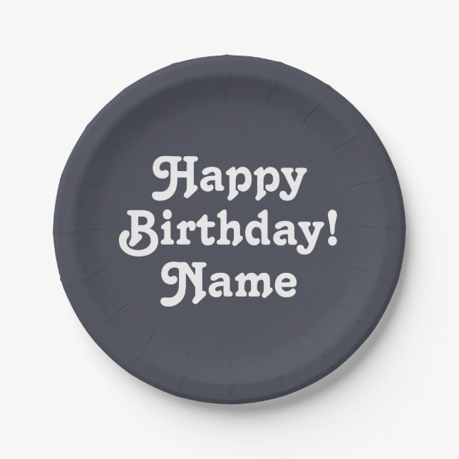 Customise personalise w/ Name and photo Birthday Paper Plate (Front)