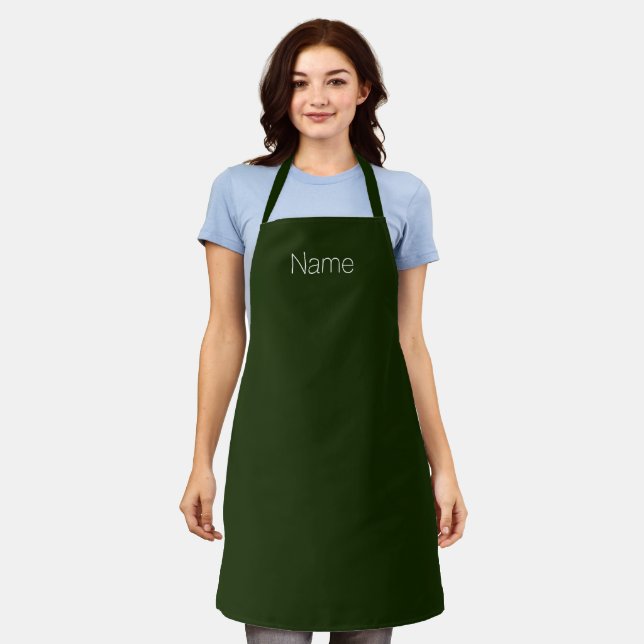 Customise personalise w/ NAME monogram dark green Apron (Worn)