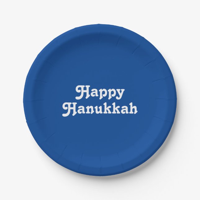 Customise personalise w/ text, Hanukkah Paper Plate (Front)