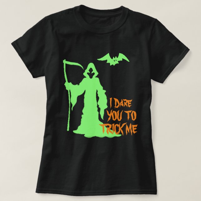 Customise Personlize w Grim Reaper Halloween Pun T-Shirt (Design Front)