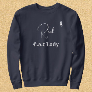Customise Pet Lover Navy Blue White Script Cat Mum Sweatshirt