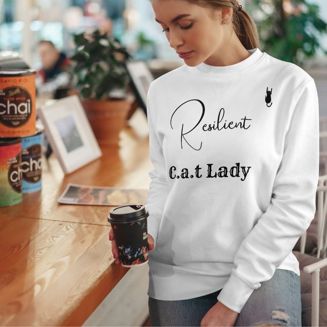 Customise Pet Lover White And Black Script Cat Mum Sweatshirt (Creator Uploaded)
