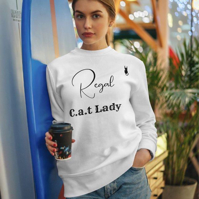 Customise Pet Lover White And Black Script Cat Mum Sweatshirt (Creator Uploaded)