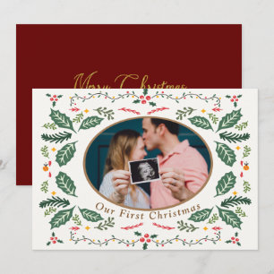 Customise Photo Our First Christmas  Holiday Card