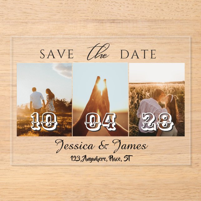 Customise Photo Personalised Save the Date Acrylic Invitations (Front)
