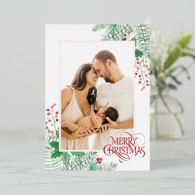 Customise Photo Red  Merry Christmas (Standing Front)