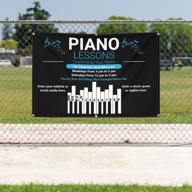 Customise Piano Lessons Music Teacher Yard Banner (Insitu)