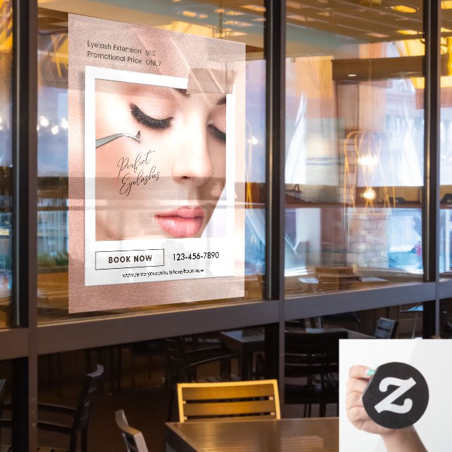 Customise Pink Elegant Aesthetic Eyelash Extension (Restaurant Window)