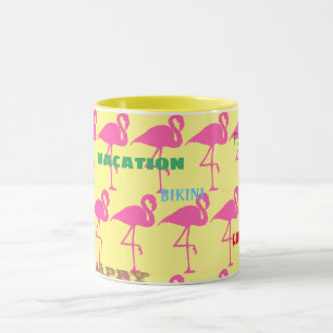 Customise Pink Flamingo girly school happy summer Mug